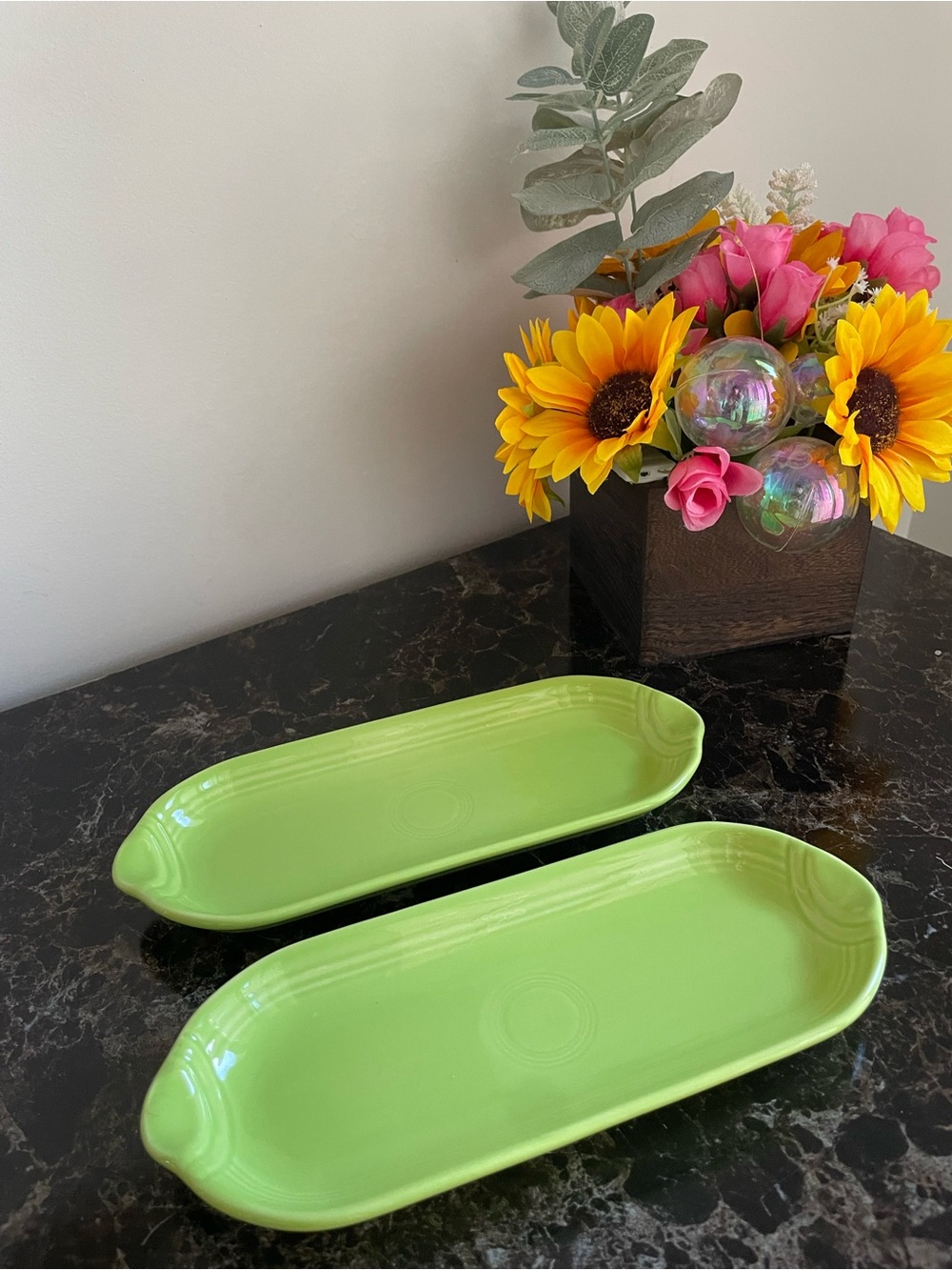 Fiesta Chartreuse Retired Color Corn Relish Utility Tray - Set of Two